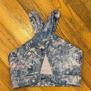 Nike Blue and Purple Patterned Sports Bra Size: Medium